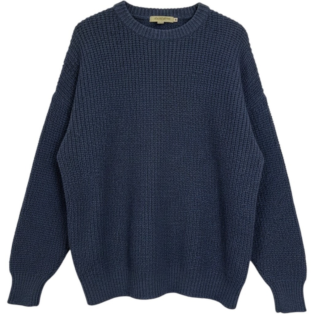 BARBOUR Wool Sweater Mens XL DENIM BLUE TYNE Crew Neck Preppy